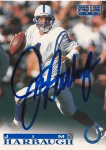 JIM HARBAUGH SIGNED AUTO'D 1996 PRO LINE CARD #23 INDIANAPOLIS COLTS RAVENS - Picture 1 of 4