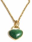 16" + 2" Stainless Steel Necklace w/ Genuine Nephrite Jade Heart Pendant
