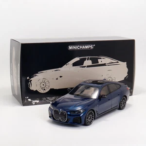 MINICHAMPS 1:18 2022 Neue BMW i4 M50 Modell Blau Diecast Metall Auto - Picture 1 of 7