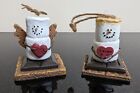 2 Original S’mores Midwest Christmas Ornaments Marshmallow Valentine Heart Wings