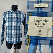 ABERCROMBIE & FITCH M (16.5” 42cm) Mens Check Shirt Muscle Fit Cotton P2P 53.5cm