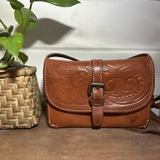 Patricia Nash Italian Leather Tooled Torri Crossbody Bag Florence Tan / Brown