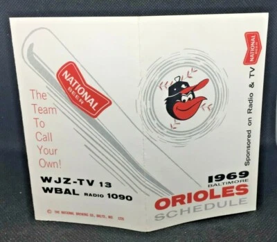 1969 Baltimore Orioles Baseball Schedule WJZ-TV 13 & National Beer    - Image 1 of 2