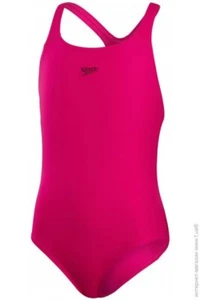 SPEEDO JUNIOR GIRLS SWIMSUIT ECO ENDURANCE+ MEDALIST ELECTRIC PINK Size 4 years - Picture 1 of 3