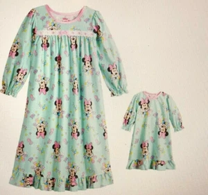 Disney Minnie Mouse Toddler Girl Winter Flower Nightgown & Doll Gown 4T - Picture 1 of 3