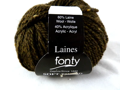 Laines Fonty SOFT TWEED Yarn 1103 made in France 50 grams 120 yd Brown - Image 1 of 4