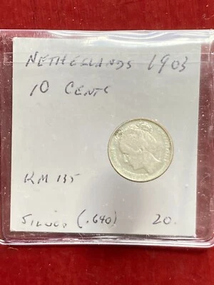 1903 Netherlands Silver 10 Cents KM135 - Image 1 of 3