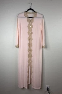 Vintage Emilio Pucci Powder Pink Robe Nude Lace Covered Buttons Small Firmfit 70 - Picture 1 of 13