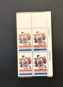 1966 U.S Commem 5c CIRCUS CLOWN PLT# Blk of 4 Sc#1309 M/NH/OG/Pristine - Picture 1 of 1