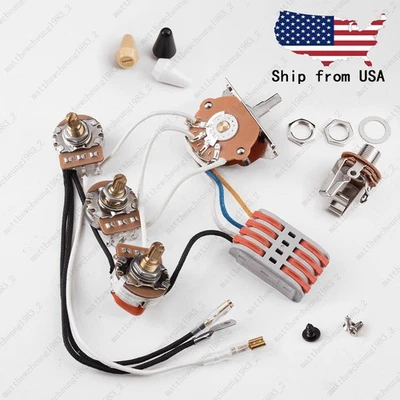 Arnés de cableado precableado sin soldadura interruptor de 5 vías con olla A/B500K para Stratocaster Foto 1 de 3