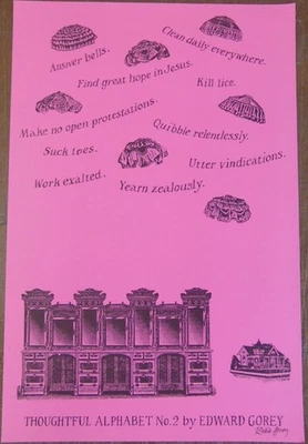 Edward Gorey - Alfabeto reflexivo #2 / Sgd. Edición limitada. Impresión, '96, 18" x 12" NF Foto 1 de 4