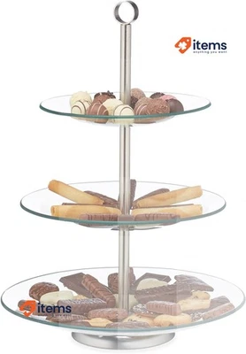 Relaxdays Étagère 3 - Tier Cupcake Frutta Muffin Servire Stand Argento / - Immagine 1 di 2