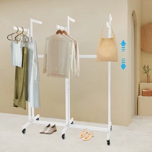 Espositore Porta Indumenti 6 Vie Braccia Dritte Regolabile Porta Abbigliamento con Ruote - Foto 1 di 14