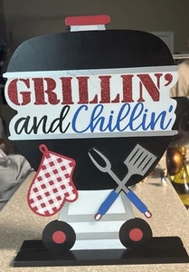 Grillin & Chillin Sign BBQ Decor 13” Nice - Picture 1 of 1