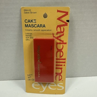 Vintage Maybelline Cake Mascara Stable Brown Red Box Compact 69A-02  NOS - Image 1 of 2