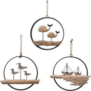 Wooden & Metal Nautical Decor Hanging Wood Nautical Decoration Home Wall Decor - Picture 1 of 6