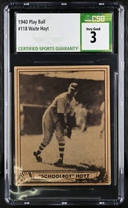 1940 Play Ball R335 #118 Schoolboy Waite Hoyt New York Yankees - CSG 3 VG  - Picture 1 of 2
