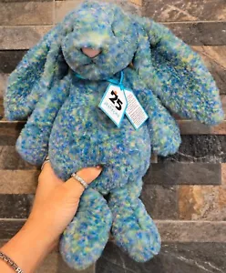 JELLYCAT 25 YEAR ANNIVERSARY BASHFUL LUXE BUNNY RABBIT AZURE PLUSH TOY MEDIUM 31 - Picture 1 of 21
