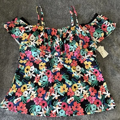 Novo com etiquetas Leilani tamanho 24W preto multicolorido floral natação Tankini várias maneiras/subwire sutiã - Imagem 1 de 4