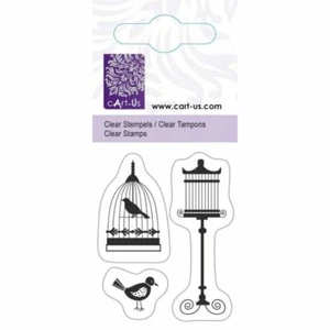 Clear Stamp Silikonstempel "Vogel mit Käfig" Acrylstempel cArt-Us Stempel NEU - Bild 1 von 1