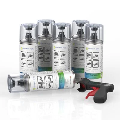 6x Pintura Spray Transparente Brillante Aupropaint Gloss Coche Laca 400ml + Pg - Imagen 1 de 4