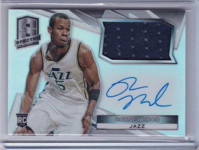 2014-15 Rodney Hood Spectra Prizm Rookie Autograph Patch Card  #41 012/125 Utah - Image 1 of 2
