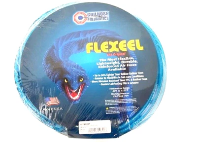 Coilhose Pneumatics PFE41004T FLEXEEL 1/4 x 100' Hose 1/4" MPT Fittings Blue
