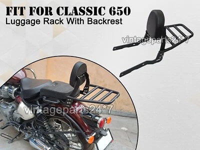 Para Royal Enfield Classic 650 Soporte Trasero Con Respaldo Negro - Imagen 1 de 4