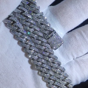 10Mm CZ Stone Cuban Link Chain Silver Gold Plated Iced Out Miami Cuban Chain Nec - Picture 1 of 16
