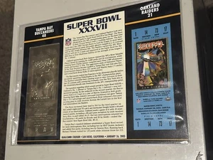 NFL SUPER BOWL XXXVII 22KT GOLD TICKET WILLABEE WARD Buccaneers Vs Raiders - Bild 1 von 4