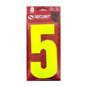 2x Securit Hi-Vis Wheelie Bin Numbers Yellow Self-Adhesive House 160mm - No 5 - Picture 1 of 1