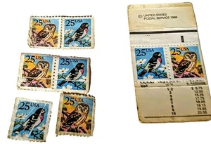 Vintage 1988 USA 25¢ Owl & Bird Postage Stamps Set - Picture 1 of 5