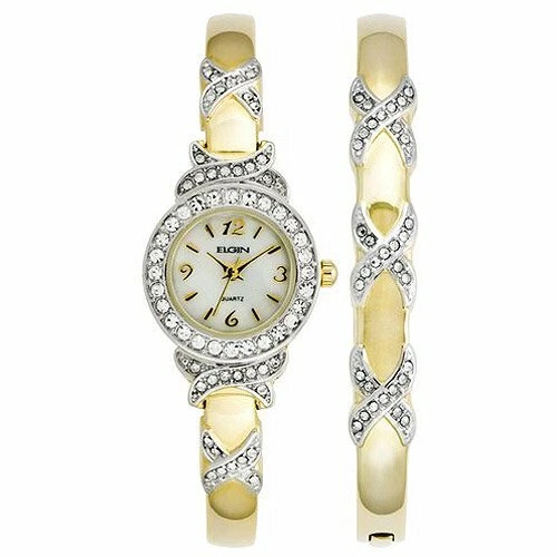 Juego de brazalete y reloj Elgin XO para mujer, DOS tonos EG9026 Foto 1 de 1