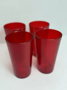 4 Vintage Red Texan 8 Oz Plastic Pebbled Texture Glasses - Picture 1 of 4