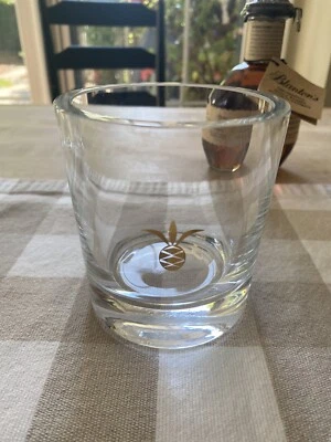 William Sonoma Double Old Fashioned Glass With Gold Pineapple - Image 1 of 4