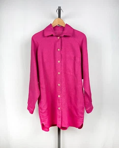NWT NotPerfectLinen LIVORNO-2 Linen Long Sleeve Blouse / Magenta / S/M - Picture 1 of 9
