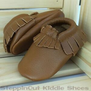 Moccasin real Leather shoes appx0-18mths soft soles baby toddler Billie moccs