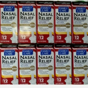 10 FAMILY CARE 12 HR NASAL RELIEF PUMP MIST ANTI DRIP SPRAY 0.5 OZ ORIGINAL - Picture 1 of 6
