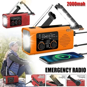 Emergency Hand Crank Solar Radio AM/FM Wind Up Radio Power Bank LED Flashlight - Picture 1 of 19