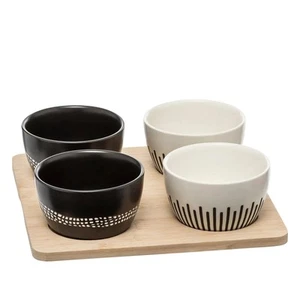 Set aperitivo Ethnique 4 ciotole con vassoio multicolore - Foto 1 di 5