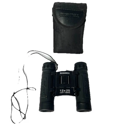 BUSHNELL 12x25 BINOCULARS 240 FT 1000 Yards W’ Case & Carry Strap EUC Fast Ship - Image 1 of 4