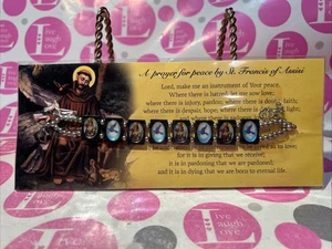 ST. FRANCIS OF ASSISI - BRACLET & PRAYER CARD NEW - Picture 1 of 2