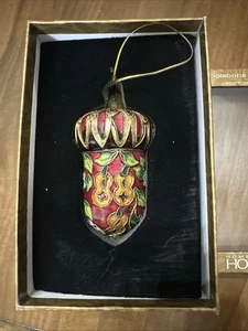 Home For The Holiday Cloisonné Enameled Christmas Ornament Acorn Shape W/ Box - Picture 1 of 8