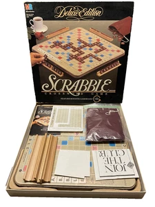 VINTAGE Scrabble Deluxe Edition Milton Bradley 1989 Crossword Word Game COMPLETE - Picture 1 of 4