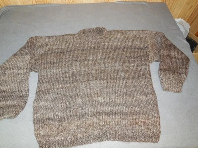 DH5 Ahuriri Hand Knit Hand Spun Wool Brown cottage Hippy Cardigan Sweater Sz L - Image 1 of 4