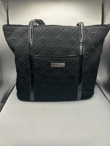 Vintage Vera Bradley Tasche klassisch schwarz GESTEPPT mit Kunstlederbesatz - Bild 1 von 17