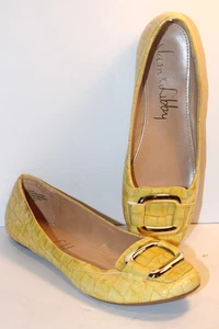 SAM & LIBBY SÜSSE GELBE DAMEN-KROKO-FLATS MIT SCHNALLENAKZENT GRÖSSE 8 NEU - Bild 1 von 7