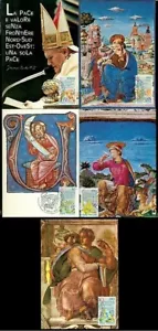 1986 Vatican Pope John II,Peace,Dove,Olive,Sword,Fresco,Religion,5 Maxi Cards - Picture 1 of 1
