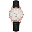 Ladies Diamond Watch Luxury Leather Band Belt Casual White Doal Round Wristwatch