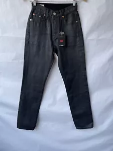 Levi's Premium 501 Wax Coated Original Fit Slim Leg Jeans Black Men 23X30 NWT - Picture 1 of 9